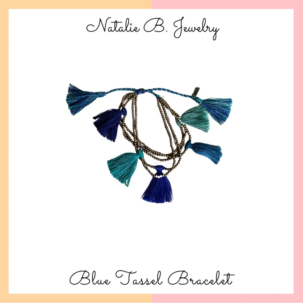 Natalie B. Jewelry Blue Tassel Bracelet